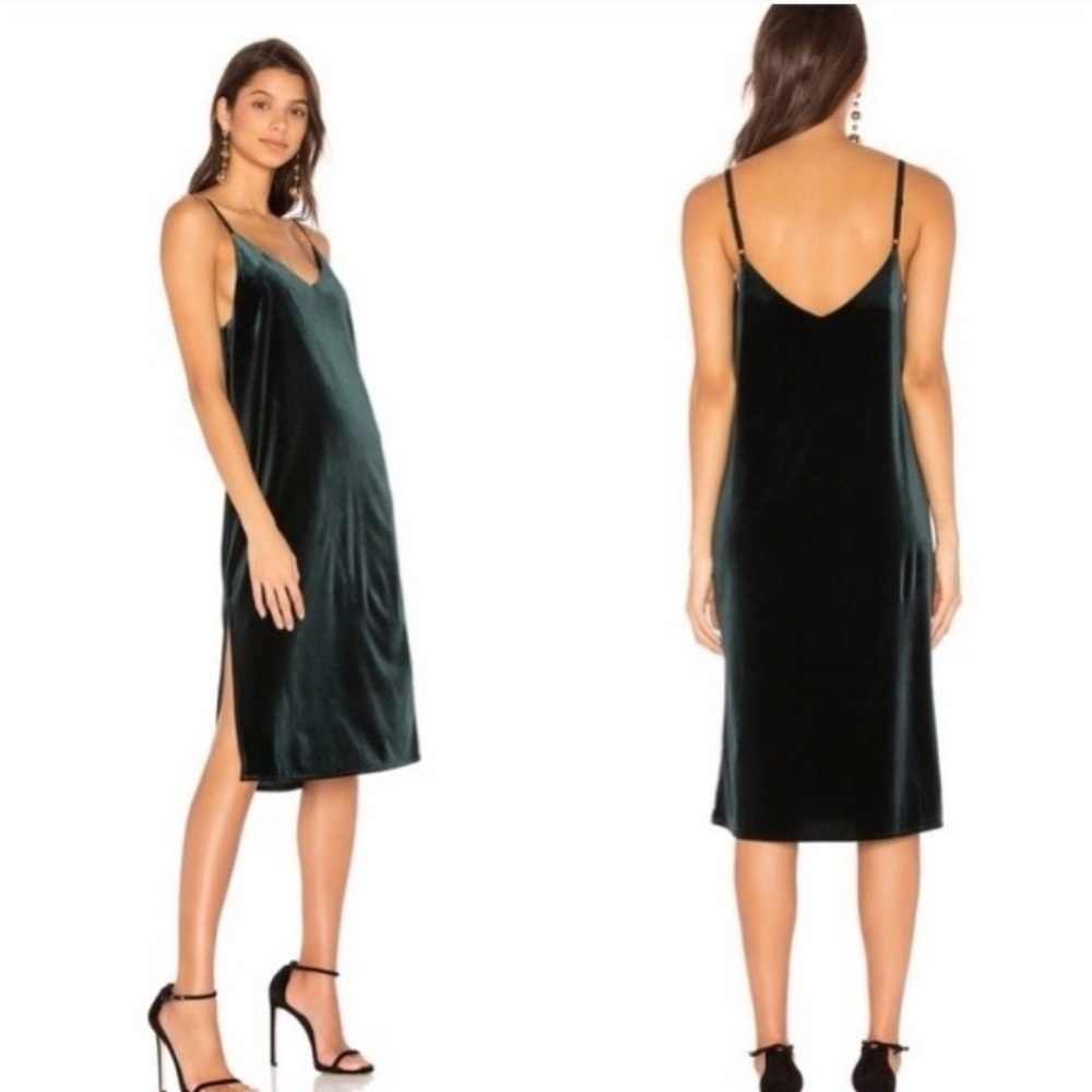 Sanctuary Sydney Green Velvet Midi Dress